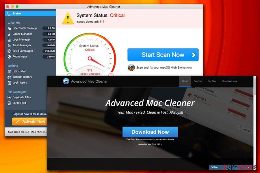 remove advanced mac cleaner pop up 2018